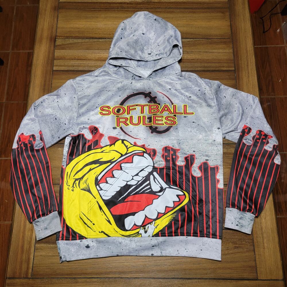 Unbranded Unisex LS Hoodie "Softball Rules" - Size Medium